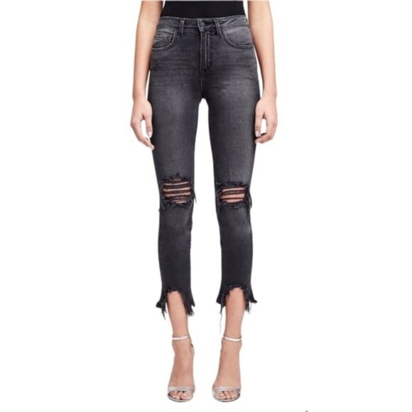 L'AGENCE Denim - Lagence High Line Skinny High Rise Jeans in Nighttime Destruct Size 26